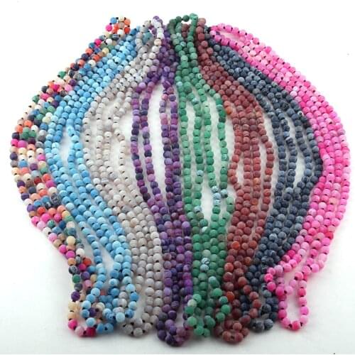 Free Shipping Fashion Bohemian Tribal Jewelry 6mm Semi Precious Stones Weathered Aga long Knotted Necklace