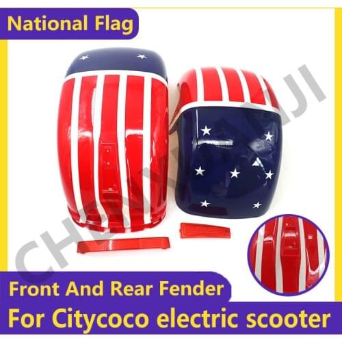 National Flag 10x6.00-5.5 10x6.00-6 Citycoco Fender Shell Flaps Front and Rear Fender Mudguards with Taillight Reminder