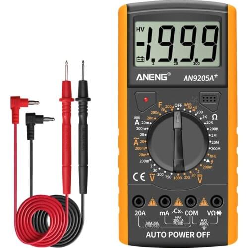Digital Multimeter AC/DC Voltmeter Ammeter Resistance Tester Capacitance Diode Multimetro Shockproof Anti-burn AN9205A