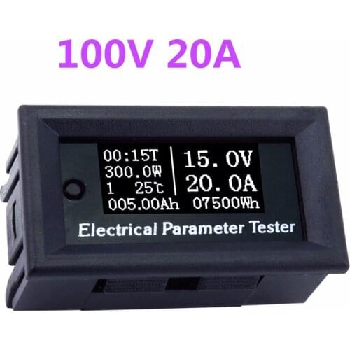 Digital Led Display Voltmeter Ammeter Voltage Current Time temperature Power Capacity Meter DC 100v 20A 39%off