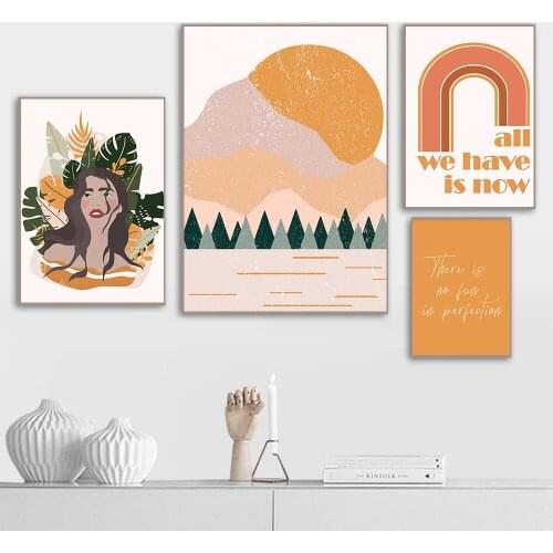 Forest Girl Decor Boho Rainball Arch Door Wall Art Print Nordic Quote All We Have Is Now Canvas Painting Room Decoration