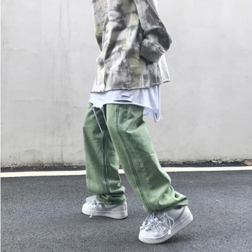 Tide Breasted Jeans Men Hip Hop Street Fashion Pants Mens Jean Elastic Waist Denim Trousers Streetwear Cowboy men clothing