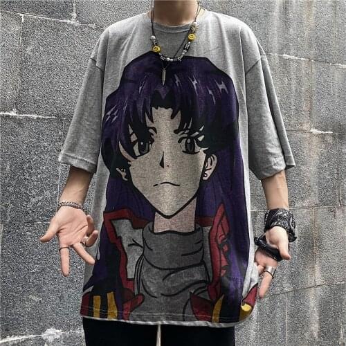 Harajuku Anime Print T-shirt for Men Women Streetwear Hip Hop Tshirt Ulzzang Clothes Summer Korean Style Long Loose Oversized