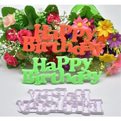 Cutter Mould Tool Plastic Happy Birthday Cake Fondant Mold Kitchen Tools