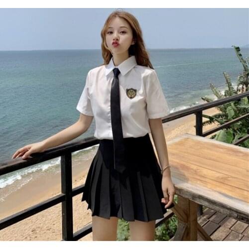 Japanese style jk college style school uniform suitl student class suit spring and summer short sleeve shirt two-piece suit