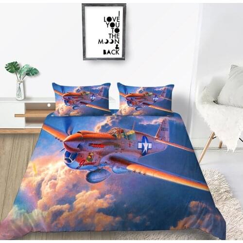 Small Plane Bedding Set Kids Fashionable Clouds Duvet Cover 3D Queen King Twin Full Single Double Unique Design Bed Set