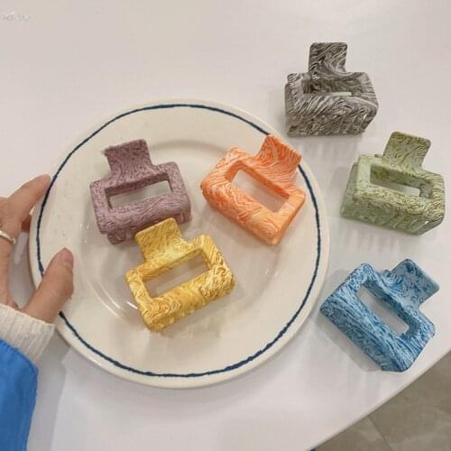 AOMU Korea Colorful Transparent Acetate Acrylic Hair Claw Clip Geometric Rectangle Claws Clamps Hair Accessories