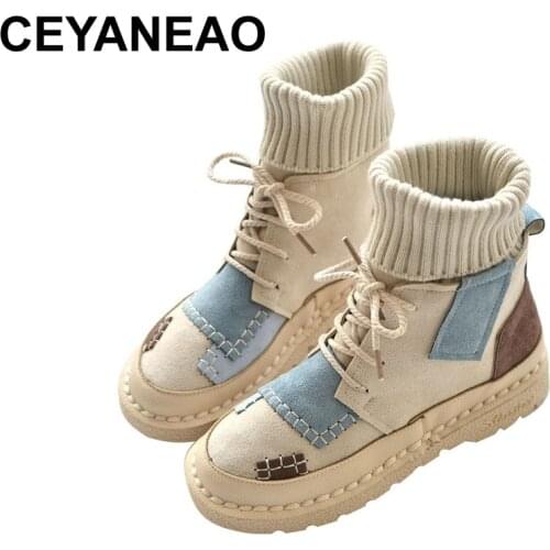 CEYANEAO 2020 leather boots; womens retro cowboy boots with fringe; Western cowboy boots; Womens shoes; botas muje