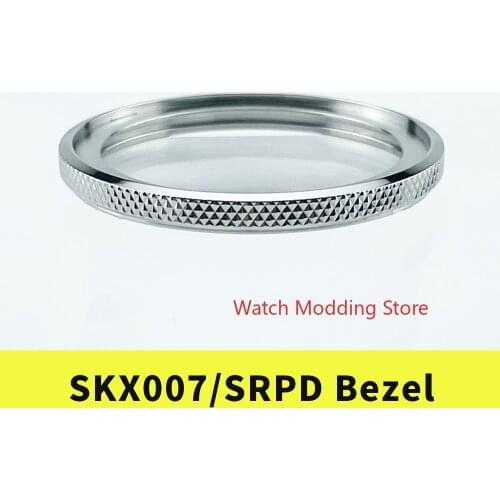 HQ Knurled Bezel Silver Polished Finish 316L Stainless Steel Fit SKX007/SKX173/SRPD Included Gasket