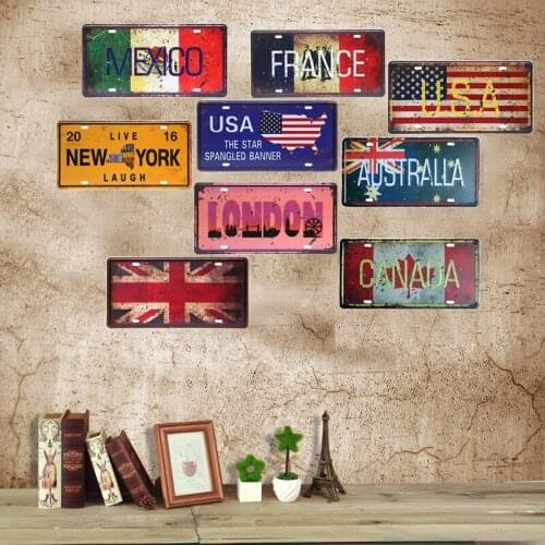 Hot Sale National Flag License Plate Bar Wall Decoration Tin Sign Country Flag Metal Sign Home Decor Painting Plaques Poster