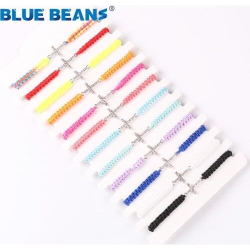 Hot European Fashion cross bracelet Women Red Lucky String Evil Eye Adjustable Charm Bracelets Crystal Inlaid Jesus Gift Jewelry