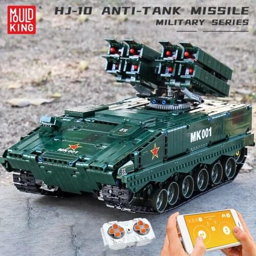 MOULD KING Remote Control Military Building Blocks Tank Model HJ-10 Anti-tank Missile Army Battle Boys High-Tech Toys Gifts