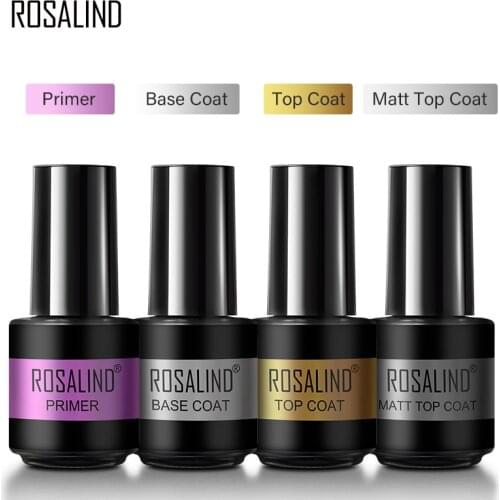 ROSALIND Top Base Coat Gel Nail Polish Set For Nails Semi Permanent Primer For Nail art Matt Top Coat base coat Nail Gel Polish