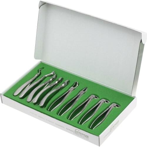 Otto Leibinger Dental Extraction Forceps Kit - English Pattern - 10 piece