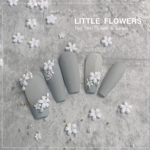 Nail Stickers White Nails DIY Decoration Stars Small White Flower Size Mixed Steel Nail Art Flowers Adhesive Nail Patch TSLM1