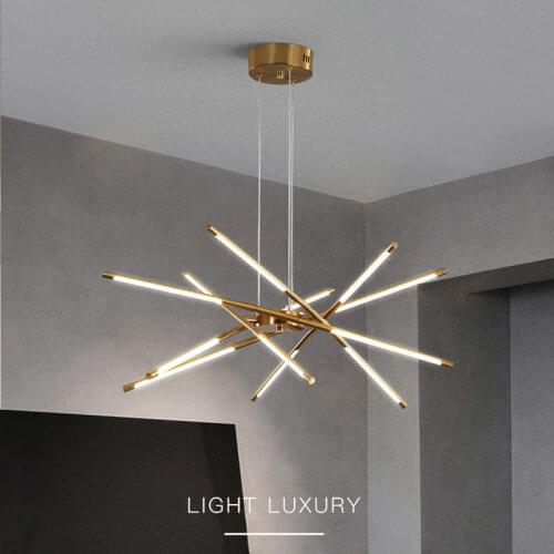 New Nordic LED Chandelier Lamp for Home Living Room Dining Kitchen Bedroom Modern Black Gold Loft Villa Hanging Lighting Fixture
