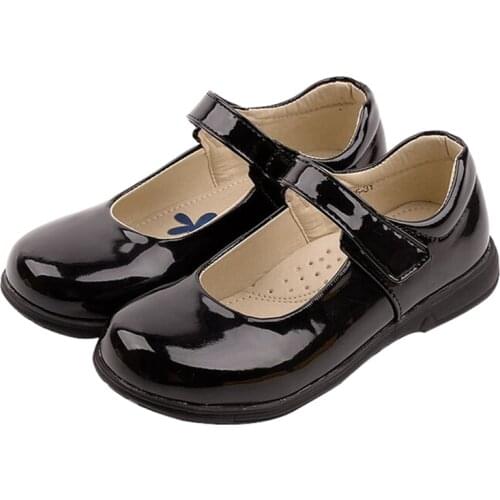 New Girls Leather Shoes for Children PU Leather School Black Princess Shoes Dress Flower Wedding White Kids Flat Etiquette Shoes