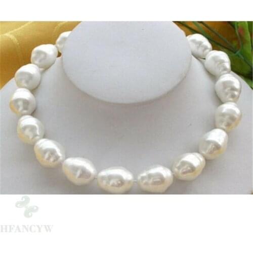 Huge Large 20mm South Sea White Baroque shell Pearl Necklace 18" Hang Women Real Diy