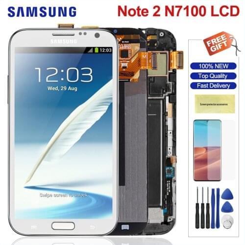 Original Display For Samsung Galaxy Note2 LCD Display Touch Screen Digitizer Assesmbly For Samsung Note 2 N7100 N7105 Screen
