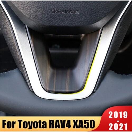 ABS Carbon Car Steering Wheel Button Panel Cover Trim Sticker Decoration Accessories For Toyota RAV4 RAV 4 XA50 2019 2020 2021