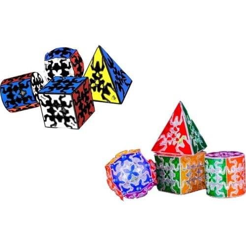 Qiyi Mofangge Transparent Gear 3x3x3 Magic Cube Speed Gear Pyramind Cylinder Sphere Professional Gear Puzzle Series