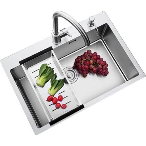Handmade Stainless Steel Kitchen Sink 1.3mm thickness Vegetable Kitchen Sinks Single Slot Dish Basin Kitchen Sinks