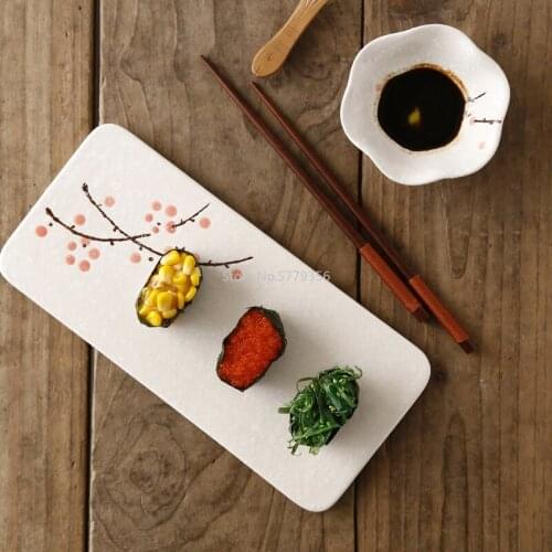 Japanese Style Sushi Plate High-quality Ceramic Underglaze Cake Plate Fruit Plate Flat Plate Sushi Restaurant Cold Dish Plate