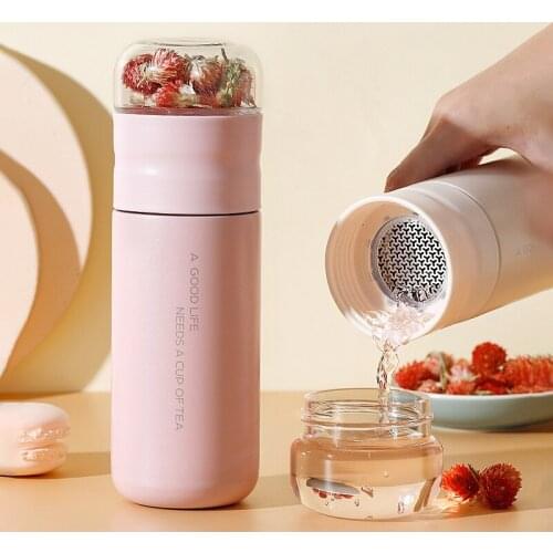 Tea Infuser Vacuum Flask 300ml Insulated Cup 316 Stainless Steel Tumbler Thermos Bottle Travel Coffee Mug Termo Acero Inoxidable