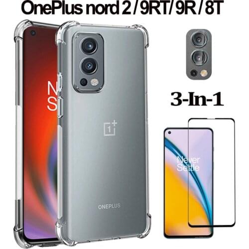 Silicone Cases For Oneplus Nord 2 5g Case+Glass One plus Nord 2 1+ Nord 2 Shockproof Back Cover One plus Nord 2 5g Phone Case