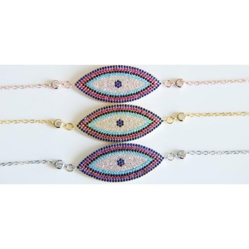 2018 Top Quality red & blue Evil Eye Austrian Crystal Bracelets for Women Bracelet Pulseira Jewelry Bijoux size adjustable