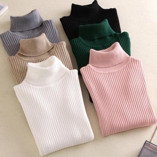High Quality Fall Turtleneck Sweaters Women Solid Color Long Sleeve Sweater Knitted Casual Pullover Topс Pullover витер женский