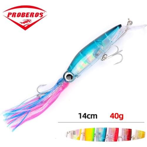 1pcs Hard Fishing Lure Fish Bait 40g 6 Color Squid High Carbon Steel Hook Octopus Crank For Artificial Tuna Sea Allure Tool