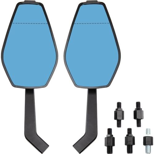 1 Pair Motorcycle Mirror Moto Bike Rearview Mirror Rear View Mirrors Alloy Motorcycle Side Mirrors 8mm 10mm Blue