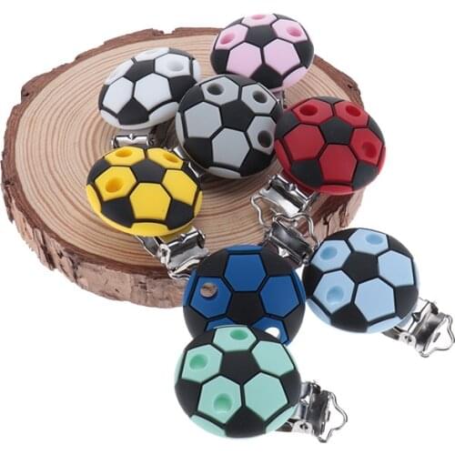10pcs Football Baby Silicone Clips Nipple Holder Babies Pacifier Clips Baby Goods Pendant For Pacifier BPA Free
