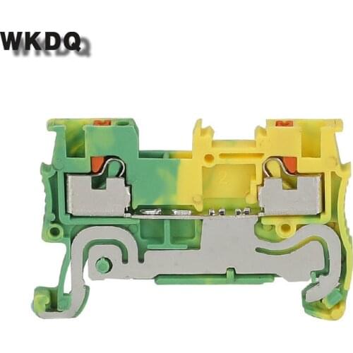PT1.5-PE 10Pcs Push-in Ground Feed-Through Protective Earth Plug Wire Electrical Connector Din Rail Terminal Block PT 1.5-PE