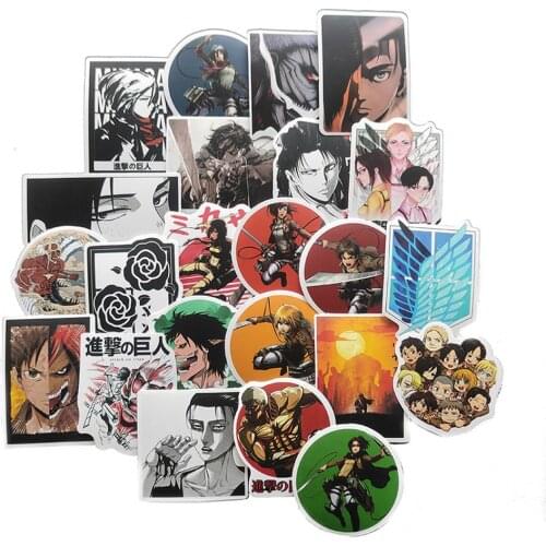 100Pcs/Pack Attack On Titan Anime Stickers Laptop Guitar Motorcycle Luggage Skateboard Bicycle Waterproof Sticker Kids Toys