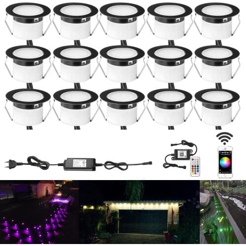 15pcs/lot Black WIFI App RF Remote Controller Timer 45mm 12V IP67 5pin RGBW Terrace LED Deck Stair Soffit Step Ingrond Up Lights