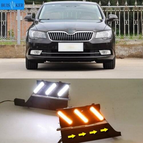 2PCS Super Brightness Car DRL Lamp 12V Waterproof ABS LED Daytime Running Light For Skoda Superb 2013-2015