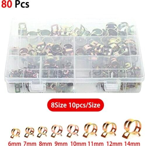 YULLING 80PCS Strong Spring Clips Hose Clamps For Holding Tight On Fuel/Vacuum/Water Hose
