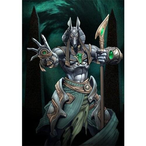 Full Square Diamond Painting Anubis Egypt God Diamond Embroidery Round Diamant Painting DIY Mosaic Men Gift Home Decor A390