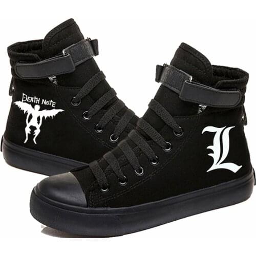 Anime Death Note Pride Printed Hip Hop Striped Shoe Canvas Shoes Sneakers Boots