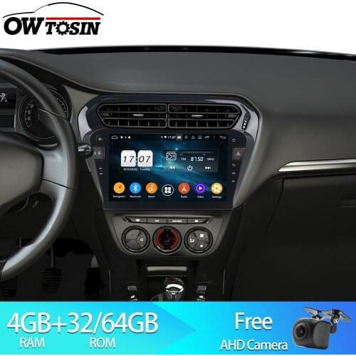 Owtosin Car Radio Multimedia Video Player Navigation GPS Android 9.0 For Peugeot 301 2012 2013 2014 2015 2016 Car 4GB RAM