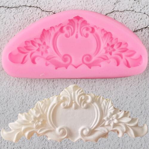 Baroque Scroll Relief Cake Border Silicone Mold DIY Cupcake Topper Fondant Cake Decorating Tools Candy Chocolate Gumpaste Moulds