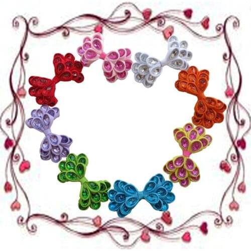 Free Shipping 16pcs Hand The fine Customize BLESSING 3.5" Crystal hair Bow For Girl Accessory,Sequin Hair Bows