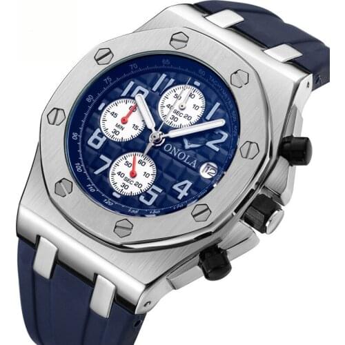 New Business Quartz Watches for Men Waterproof Calendar Compass Watch Silicone Strap Wristwatches Military Clock Sports Watches