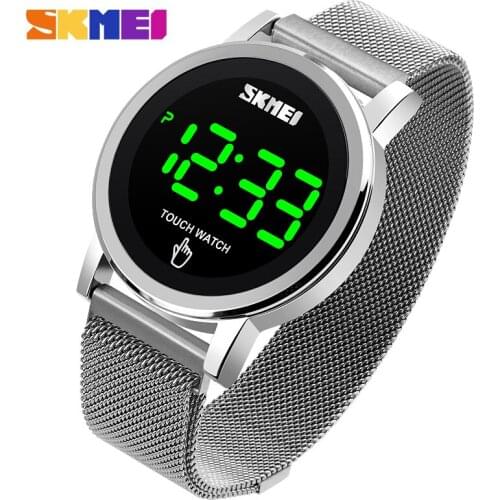 SKMEI Men Digital Watch Male Touch Screen LED Watches Men Light Display 3bar Waterproof Stainless Steel Strap montre homme 1668