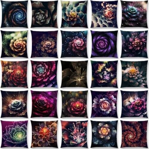 3d Print Gorgeous Virtual Colorful Flowers Cushion Cover Cotton Linen Sofa Pillow Case cojines sofá coussin poduszki dekoracyjne