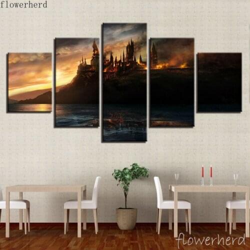 Decorative Painting Wall Art Canvas Posters and Prints Harri Cartoon Magic School Five-piece Puzzle for Home Living Room Mural