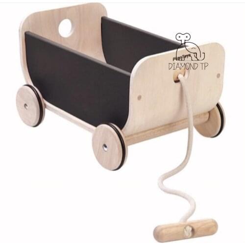 INS Wind CHILDRENS Toy Storage Carriageand Traction Tension Wood Trolley Baby Grow Accompany Small Car