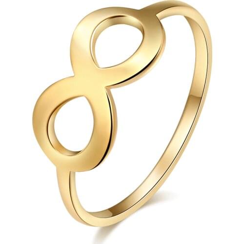 DOTIFI 316L Stainless Steel Ring, Korean Simple Cool Sweet Female Creative Big 8 Word Engagement Wedding Ring, Jewelry R223